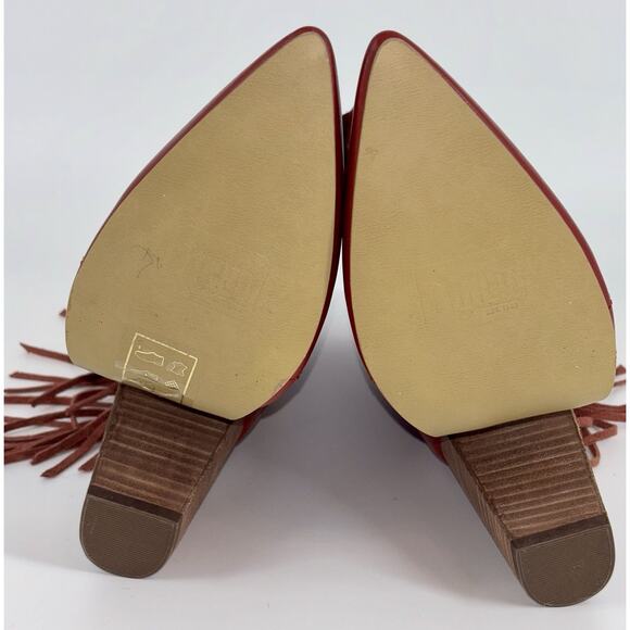 Dingo Red Lady’s Night Women’s Boots Red 9 Leather Fringe Cut Out MINT CONDITION - Picture 12 of 13